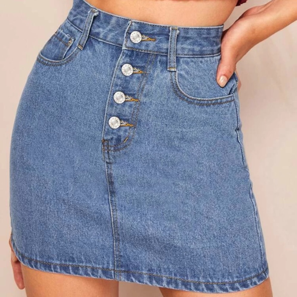 Button Up Jean Skirt